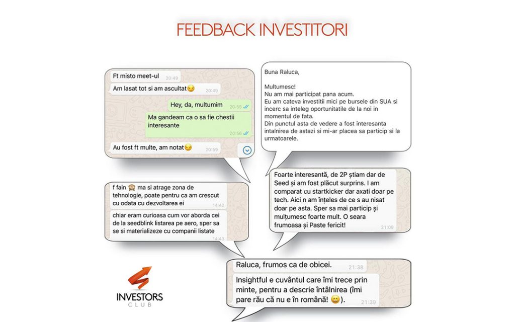 Feedback investitori la evenimentul Investitiile in companiile de tehnologie